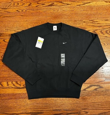 Nike NRG Solo Swoosh Fleece Crewneck Sweatshirt Mens Small Black CV0554-010 NWT