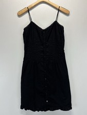 RALPH by Ralph Lauren Little Black Dress Small Pintuck Button Front Y2K Grunge