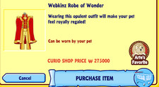 Webkinz Classic Robe of Wonder Clothing Online Item 125,000 Kinzcash Read Desc