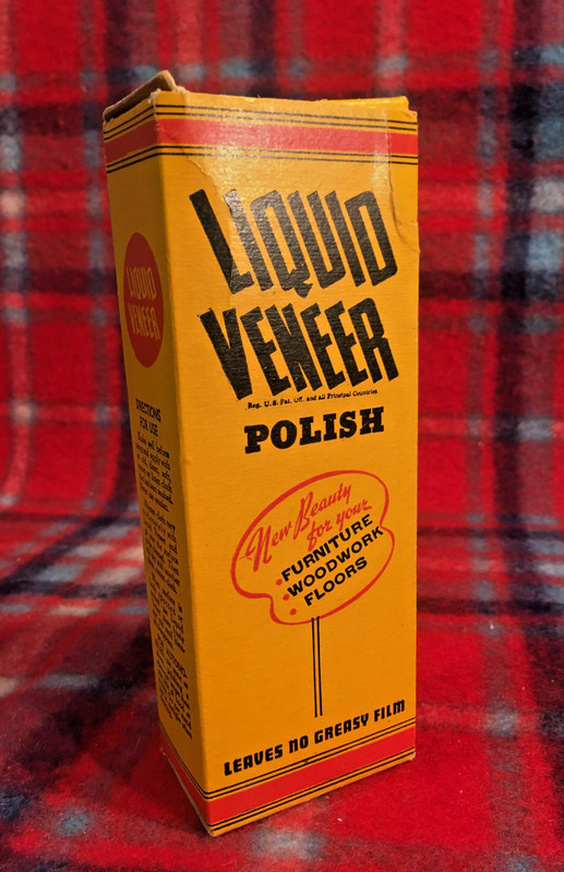 vintage "LIQUID VENEER" polish, original box and glass bottle NIB, 40's or 50's