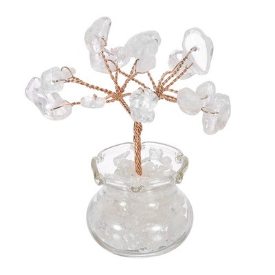 7 Chakra Crystal Tree of Life, Clear Crystal with Fish Tank Base(2.2 x 1 Inch)