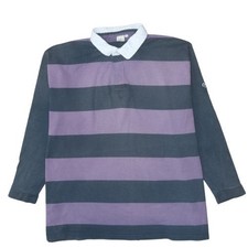 Cotton Traders Men's Purple Striped 3XL Rugby Style Collared Sweatshirt