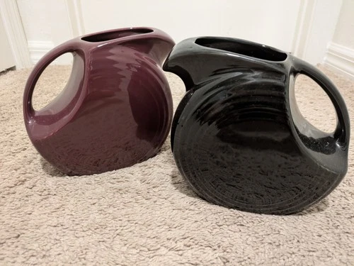 Fiesta Ware Black & Claret Large Disk Pitcher 67 oz Homer Laughlin Made in USA