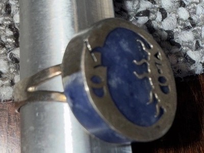 Sun and moon ring lapis lazuli Sterling Silver Size 9 Damaged Display Or Fix