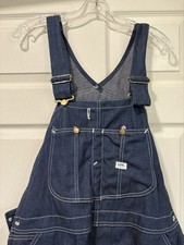 Vintage Lee Jelt Sanforized Blue Jean Farm Trucker Bib Overalls Mens 44x32 USA