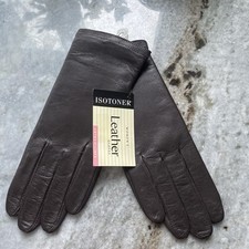 Vintage Aris Isotoner AntronLined Leather Gloves Womens Brown Size 8 New