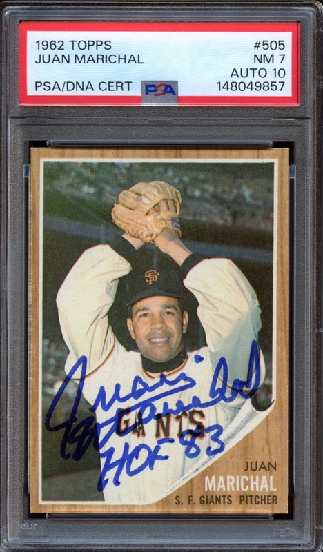 1962 Topps Juan Marichal #505 - HOF Registry - PSA 7 NM (AUTO 10)