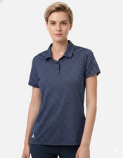 Adidas A717 Women's Golf Polo - All-Over Grid Print - 4-Way Stretch Regular Fit