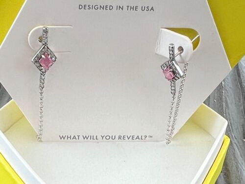 Bomb Party Earrings RBP5376 THE STERLING CLUB LC Pink ice Crystal chain hoop