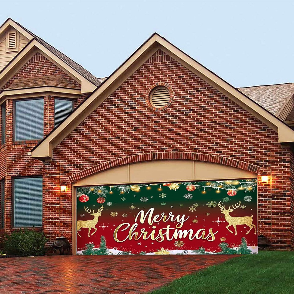 Christmas Garage Door Banner Large Hanging Door Cover Christmas Garage
