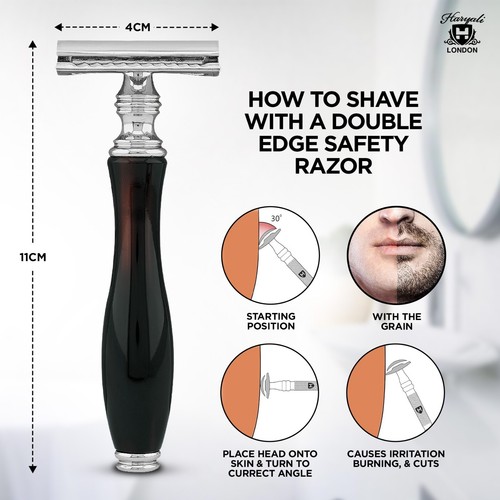 Rasierhobel mit Doppelklinge für Damen & Herren, ergonomisch,Harz, Rot & Schwarz - Bild 4 von 9
