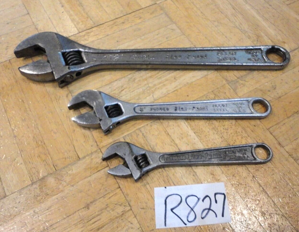 HERRAMIENTAS DE PUNTO AZUL 3 PIEZAS LLAVES DE MEDIA LUNA AJUSTABLES 6, 8, 12 PULGADAS Foto 2 de 4