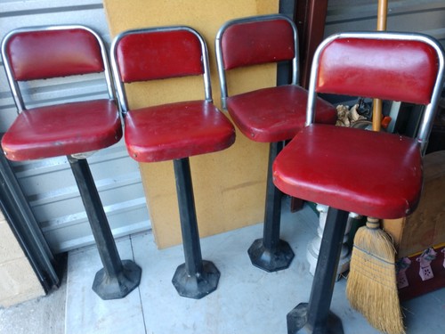 Vtg 4 Counter Stools Diner Soda Fountain Bar Kresge's Woolworth's Dime Store
