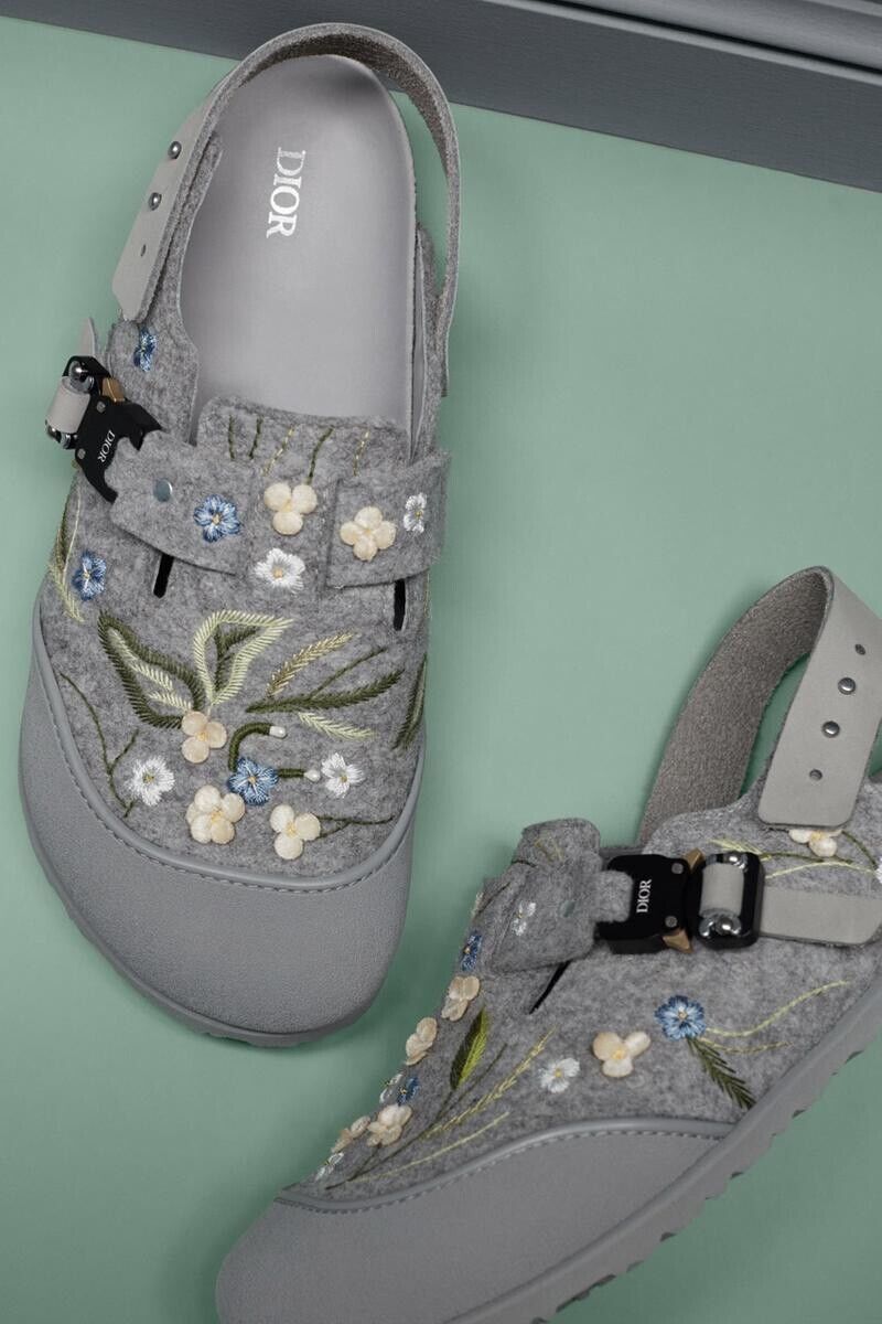 Dior Birkenstock Tokio Mule Grey Floral Slingback Nubuck Dior Birkenstock Tokio Mule Grey Floral Slingback Nubuck