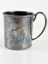 Antique FB ROGERS Taunton Quadruple Plate Baby Cup Victorian Era Etched