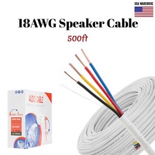 18AWG Speaker Cable 500ft CL2 In Wall 18/4 Gauge 4 Conductor Bulk Audio Wire New