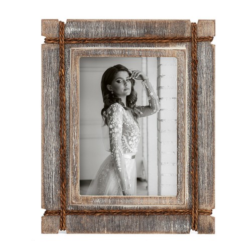 Akrilane Wooden Photo Frame Rustic Wood Picture Frames Table Top Wall Display - Picture 11 of 25