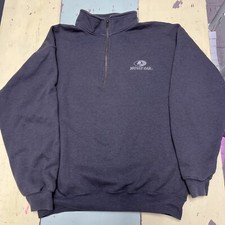 Mossy Oak 1/4 Zip Pullover Mens L Gray Quarter Zip Sweatshirt Hunting Outdoor
