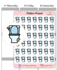 Toilet Icon Planner Sticker, Cleaning Chore Sticker, Calendar & Journal Sticker