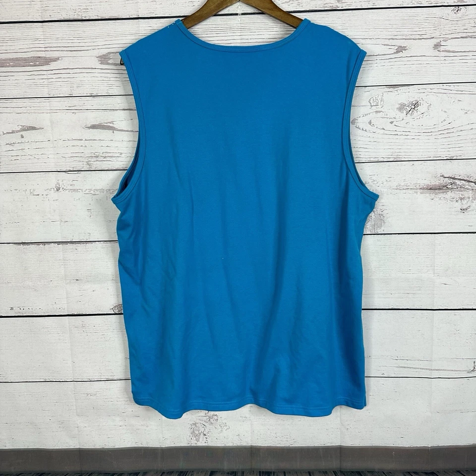 Camiseta Top Christine Alexander Mujer 3X Azul Adornado Básico Estrás Foto 4 de 4