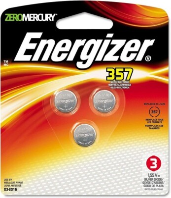 (6-pks of 3) Energizer 357/303 Silver Oxide Button Cell Battery Model: 357BPZ-3
