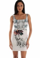 $398 Elie Tahari Kathy Sea Splash Contrast Print Stretch Silk Cotton Dress 12