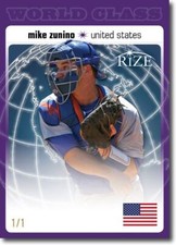 MIKE ZUNINO 2012 Rize Rookie PURPLE Blank Back WORLD CLASS RC 1/1