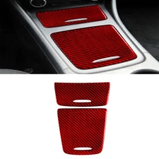 2Pcs For Benz CLA C117 GLA X156 15-18 Red Carbon Fiber Console Storage Box Cover