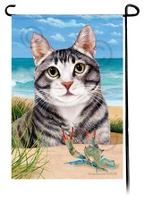 Tuxedo Cat Summer Beach Garden Flag