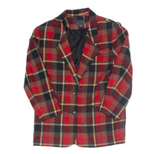 Laura Scott Womens Wool Blend Blazer Jacket Red Check M