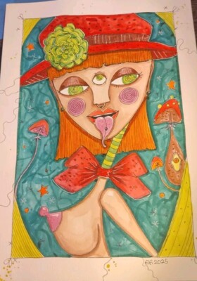 Aquarell Frau Gemälde Original Unikat Abstrakt Watercolor A4 Nude Expression 