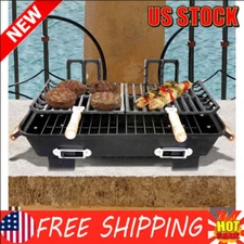 US Cast Iron Hibachi Tabletop BBQ Charcoal Grill Cooking Picnic Outdoor Portable