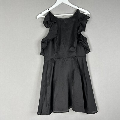 Keepsake The Label Womens Dress Large Black Silk Falling For You Ruffle  Cocktail | eBay