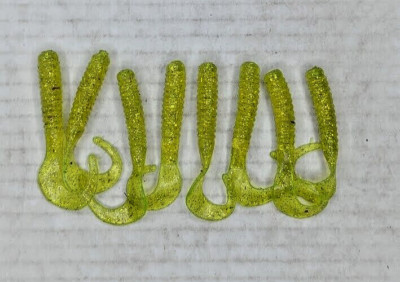 4''CURL GRUB LURE-CURL TAIL GRUB - CHARTREUSE SHINE -SALT & SCENT-USA