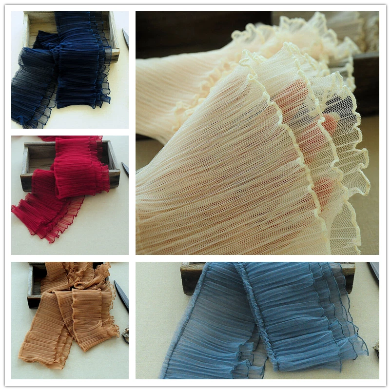 2Meter Solid Tiered Lace Edge Frilly Layered Pleated Mesh Ruffle Trims for DIY - image 2 of 4
