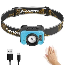 EverBrite RechargeableHeadlamp-Blue 600Lumen 4Mode Motion Sensor&Memory Function