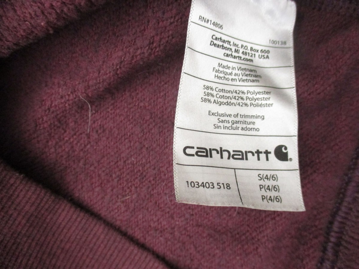 S‼️ Carhartt Size S (4-6) Womens Cotton Blend Full Zip Pocket Utility