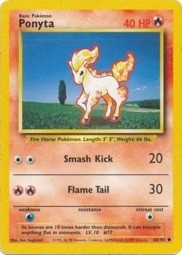 Ponyta - 60/102 - Common - Unlimited Edition DMG, English Pokemon Base Set - Picture 1 of 1