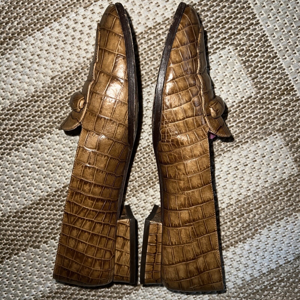 Coca by Maraolo Brown Crocodile Embossed Leather Loafer. Sz  display picture 1