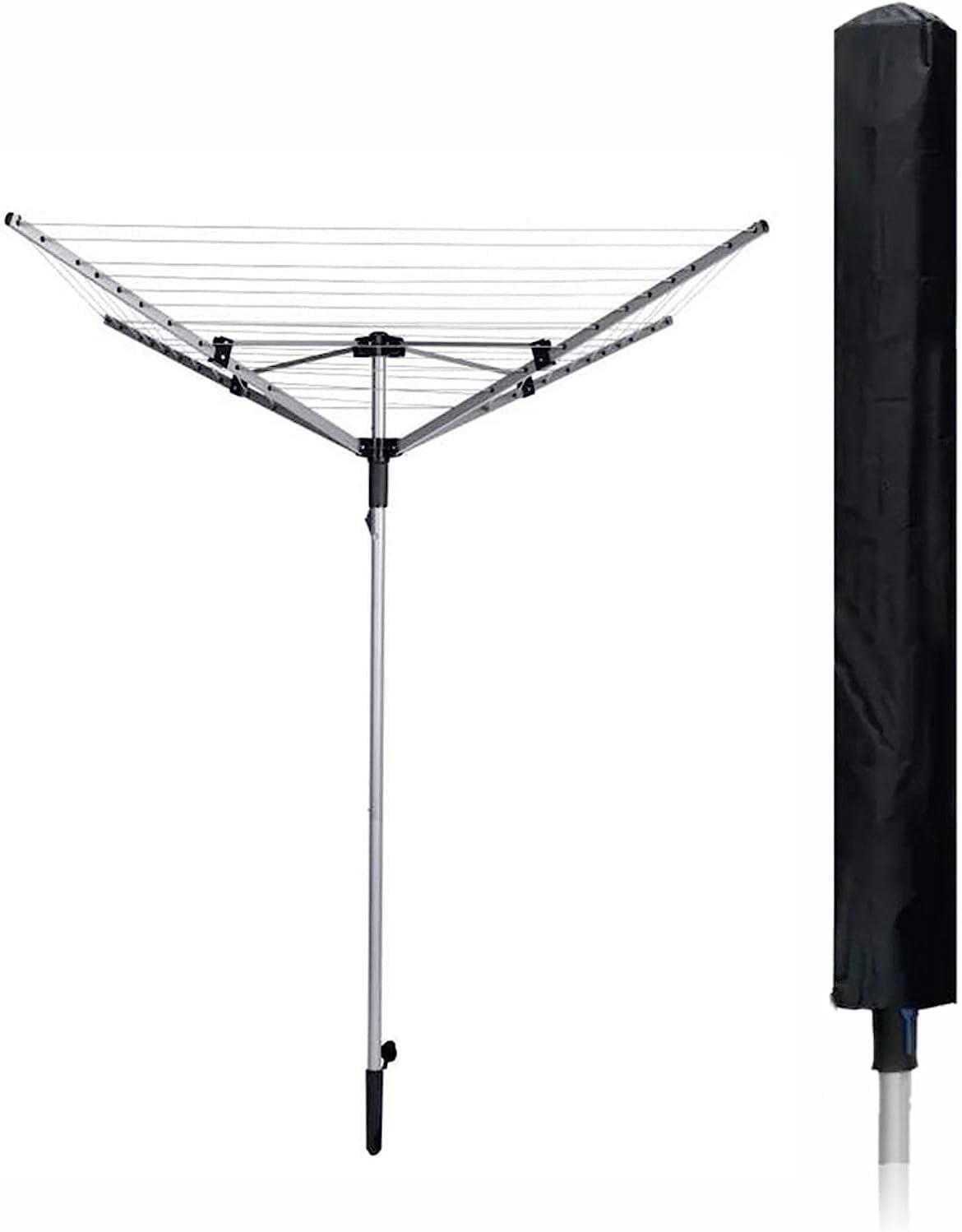 BLACK LARGE HEAVY DUTY ROTARY WASHING LINE COVER CLOTHES AIRER GARDEN
