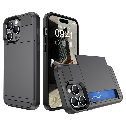 For iPhone 15 14 13 12 11 Pro Max Mini Slide Wallet Credit Card Slot Cover Case - 第 13/25 張圖片