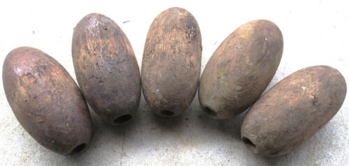 Pacific NW Fishing Floats (5) Cedar WOODEN 6" Hand-Hewn Vntg USA BZ - Picture 2 of 9