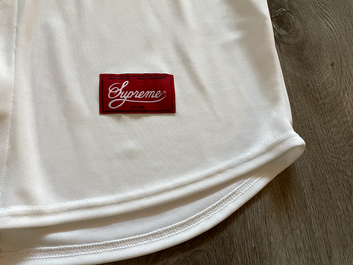 Supreme 2021 Don't Hate Baseball Jersey Two Tone Natural Supreme 2021 Don't Hate Baseball Jersey Two Tone Natural