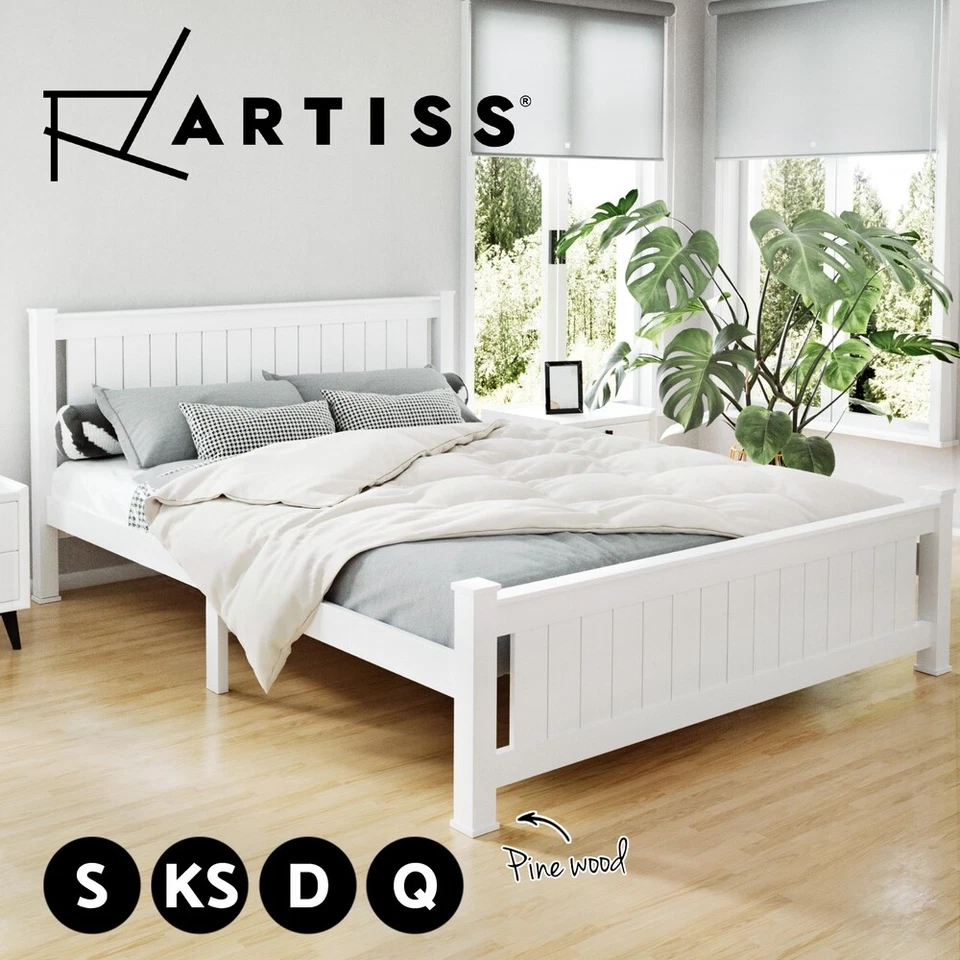 Artiss Bed Frame Queen Double King Single Size Wooden Timber Mattress Base