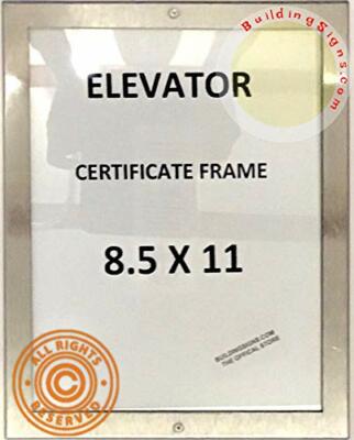 Elevator Certificate Frame 8.5x11 (Lockable !!!, Stainless Steel-REF24-1027