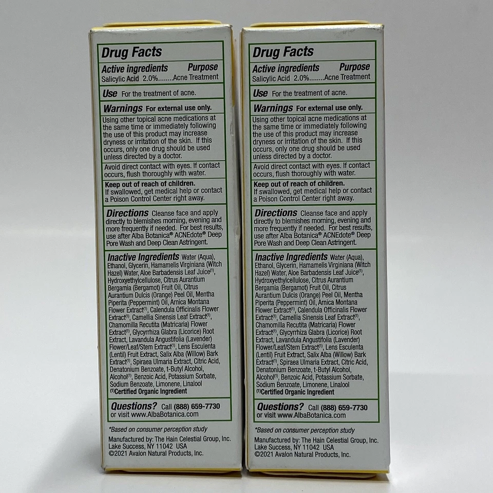 Gel Tratamiento Invisible Alba Botanica Acnedote Máxima Fuerza .5 Oz Lote de 2 Foto 3 de 4