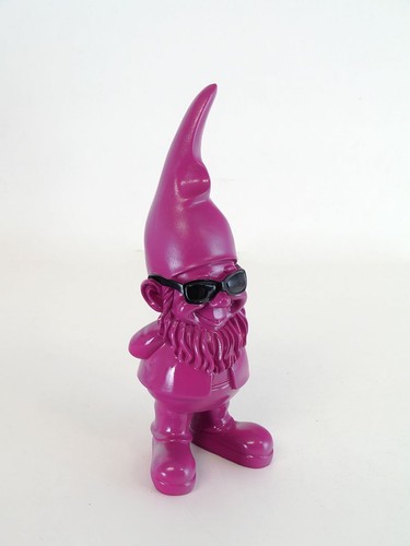Gartenzwerg mit Sonnenbrille Deco Figur Gnom pink aus Kunstharz H: 28 cm -11634- - Picture 4 of 4