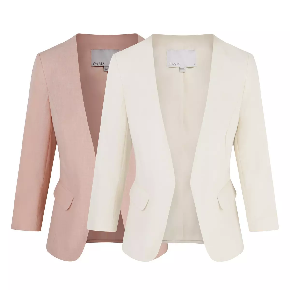 Ladies Fully Lined 3 4 Sleeves Single Breasted Collarless Blazer Jacket RRP 56