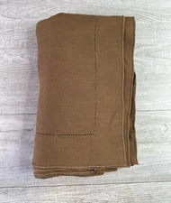 Vintage Unbranded Linen Tablecloth Rectangle Brown 49”X 67 ”