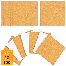Self-Adhesive Cork Squares 4x4 Inches Cork Backing Sheets Cork Tiles Coasters